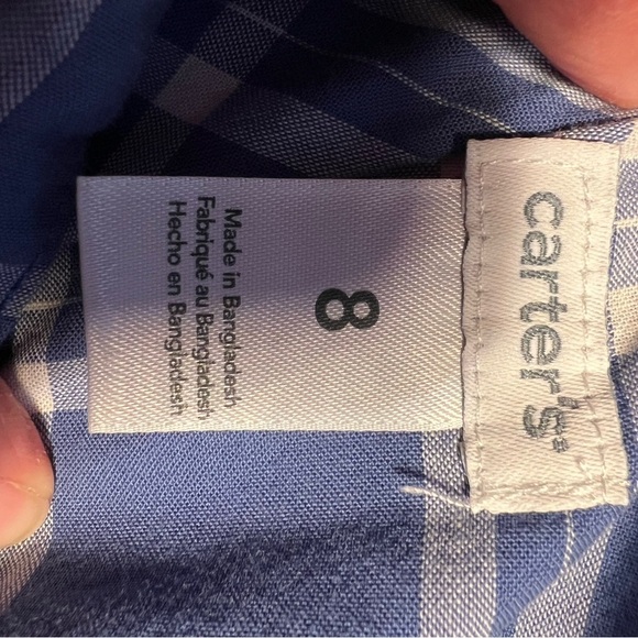 Carter’s boys blue plaid button down shirt size 8 - Picture 5 of 5